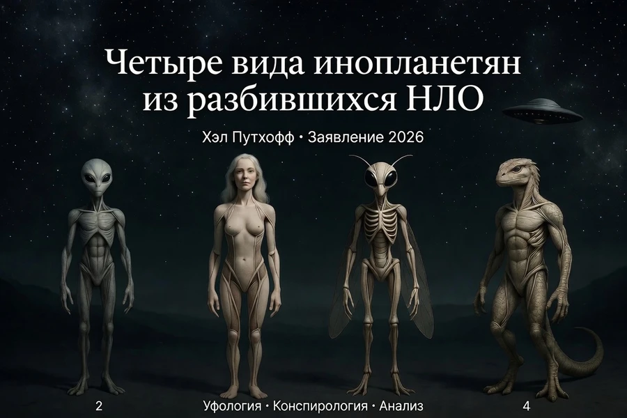 Четыре вида инопланетян из разбившихся НЛО: заявление Хэла Путхоффа 2026 18 s36815214